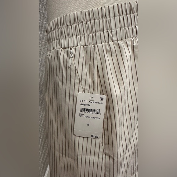 🩷 (Set) Good American Women's Stripe Poplin Weekend Button Down & Shorts 🩷 - Picture 5 of 6